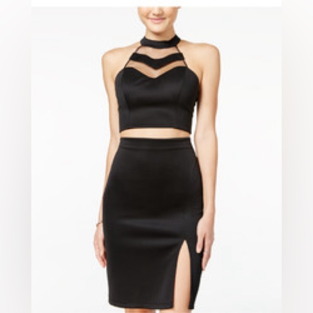 Juniors 2 Piece Illusion Bodycon Dress